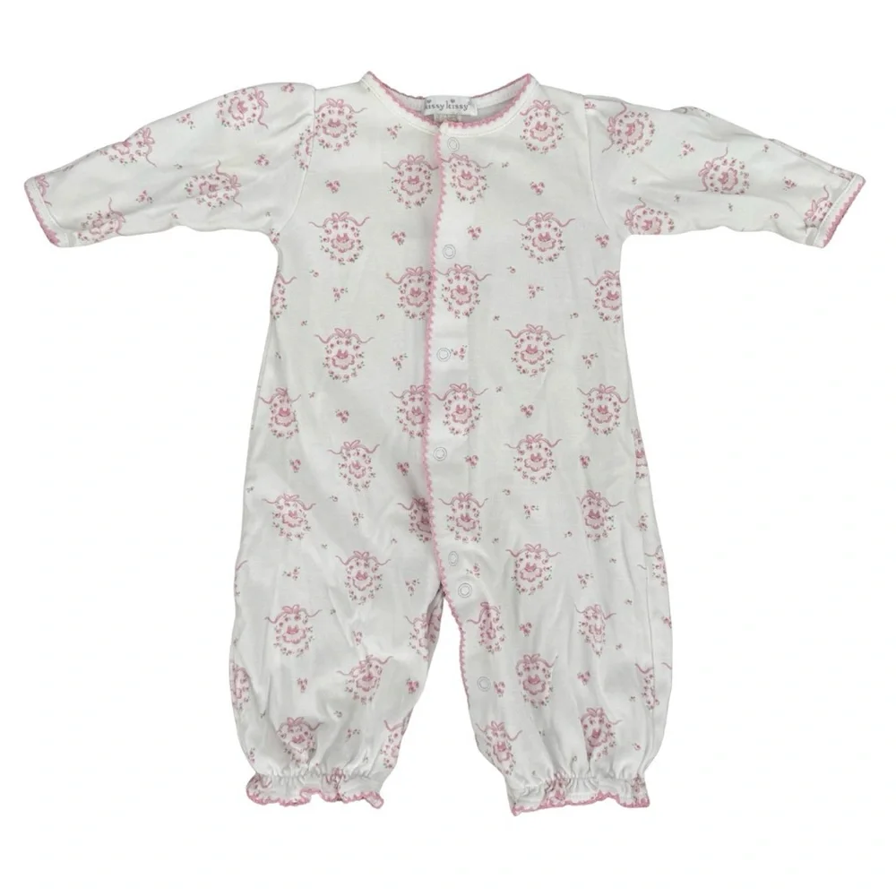 Kissy Kissy Pink Ballet Tutu Print Convertible Playsuit Gown Preemie Pima Cotton
